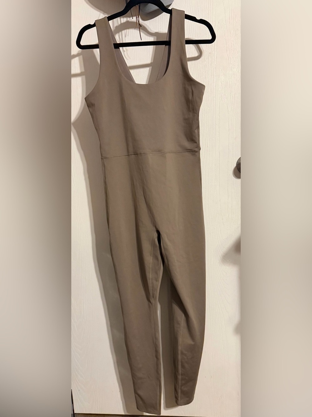 All in Motion Brushed Sculpt Scoop Neck Bodysuit Jumpsuit Taupe Brown XL